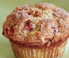 a close up of a muffin on a table