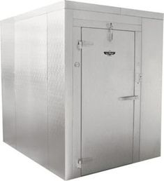 a large metal box with the door open