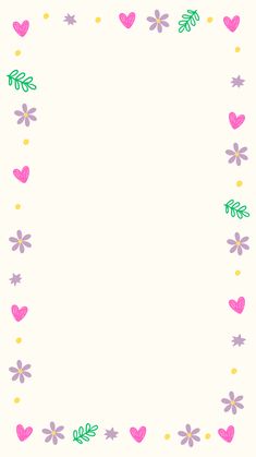 a square frame with hearts and flowers on the bottom, in pastel pink and green