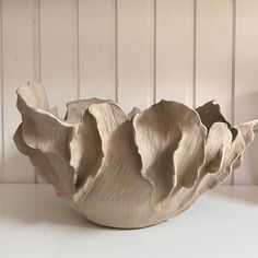 a white bowl with large petals in it