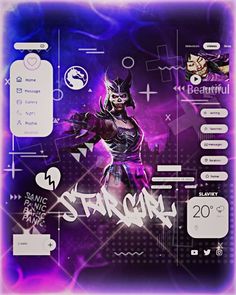 an image of a woman in purple and black with the words stargirl on it