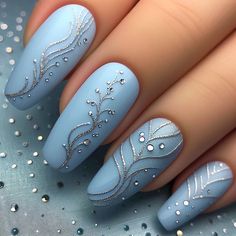 Blue Nails Ideas Simple, Christmas Nails Short Blue, Classy Christmas Nail Designs, Chanukah Nails, Royal Blue Christmas Nails, Blue Xmas Nails, Short Cute Nails, Blue Nails Ideas, Christmas Nails Short