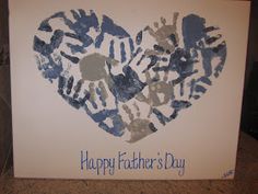 a father's day card with handprints in the shape of a heart