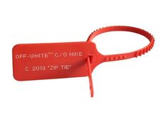 a pair of red scissors with the words off - white on them