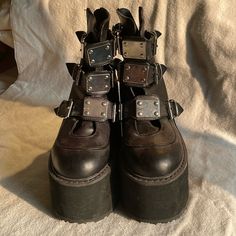 These Are Excellent Used Condition Demonia Boots With Fancy Buckle. Little Wear, Please Ask Any Questions. Shoes Demonia, Demonia Boots, Demonia Shoes, Buckle, Women Shoes, Boots, Women Shopping, How To Wear, Quick Saves