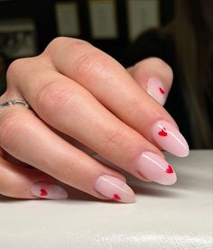 Nails Basic, Vday Nails, February Nails, Casual Nails, Heart Nails