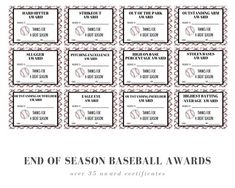 the end of season baseball awards is shown in black and white, with red trimmings