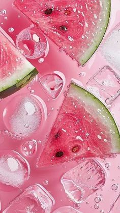 Iphone Wallpaper Aesthetic Summer, Ice Cube Aesthetic, Watermelon Aesthetic, Beautiful Summer Wallpaper, Jelly Wallpaper, Glittery Wallpaper, Cute Summer Wallpapers, Pink Fruit, Pink Wallpaper Backgrounds