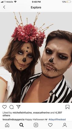 Makijaż Sugar Skull, Mexican Halloween Costume, Halloween Makeup Sugar Skull, Mexican Halloween, Angel Halloween Costumes, Creepy Halloween Makeup, Halloween Makeup Diy, Hot Halloween Outfits