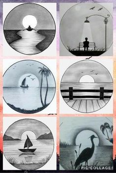 four different pictures with the same image in each circle, one is black and white