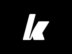 the letter k is made up of white letters on a black background, and it appears to be used as a logo