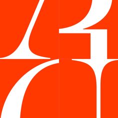 an orange and white poster with the letter p in it's center, surrounded by smaller squares