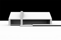 an architectural model of a house on a white surface with black background and space for text