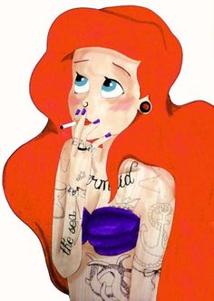 tattooed disney characters | 40 Disney Characters With Tattoos And Piercings photo Brittany Lee's ... Disney Trash, Evvi Art, Disney Pin Up, Goth Disney Princesses