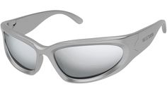 Balenciaga BB0157S 004 sunglasses with shiny silver frame and solid grey lens.The artistic director of Balenciaga's collections continues to uphold the vision, influence and radical style of the House. Statement sunglasses in terms of coverage and contrast, consisting of bold frames in colors and patterns taken from the buzzing streets of Paris. High-density acetate pushes back technical limits by achieving a new level of thinness. Do you need some help? Contact us Sza Concert Outfit, Groovy Glasses, Sza Concert, Glasses Png, Statement Sunglasses, Clothing Png, Next Brand, Grey Mirror, Gray Accessories