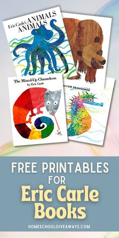 three children's books with the title free printables for eric care books