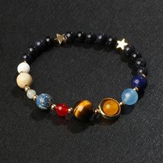 Features: The Eight Planets Stone Include: Neptune-Lapis Lazuli; Uranus-Aquamarine; Saturn-Labradorite; Jupiter-Tiger Eye Stone; Mars-Red Agate; Earth-Blue Emperor Stone; Moon-Opal; Venus-Gold Foil Bead; Mercury-White Jade This Bracelet Is Unisex, Perfect As A Gift To Teen Girls, Wife, Girlfriend, Mother Or Friends When Valentine’s Day, Mother’s Day, Birthday, Anniversary, Christmas Or Any Special Occasions. When You Wear It, You Are The Sun, All The Eight Planets Revolve Around You. Quantity: A 3 Friends Bracelets, Meditation Party, Eight Planets, Beads Bangles, Different Bracelets, Kids Bracelet, You Are The Sun, Blue Sandstone, Universe Galaxy