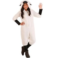 Is your kiddo going trick-or-treating this year? This Child Sheep Jumpsuit Costume, made out of warm fleece, will keep them from catching cold while they enjoy Halloween night. An attached hood completes their look with embroidered facial features and soft-sculpted ears. Your kiddo is sure to come home with three bags full of candy and their tail wagging behind them! Sheep Onesie, Demon Ocs, Sheep Costume, Sheep Costumes, Kids Jumpsuit, Jumpsuit Costume, Animal Costumes, Jumpsuit For Kids, Little Bo Peep