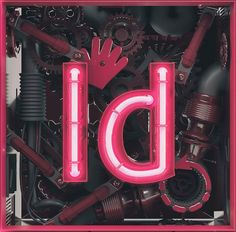 the letter d is made up of different types of mechanical parts and tools in pink