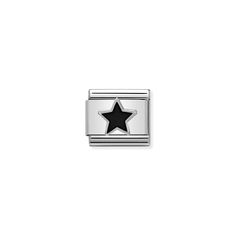 Description Classic Charm for Original Composable Bracelet with Star symbol in sterling silver, stainless steel and enamel. Made in Italy. Specifications Material: Sterling Silver, Stainless Steel, Black Enamel Charm Size: 10mm x 8mm Presented in Official Nomination Packaging Star Symbol, Fairytale Fantasy, Star Bracelet, Enamel Charms, Black Star, Pandora Bracelet