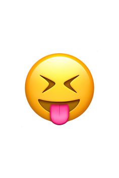 a yellow smiley face with pink tongue sticking out