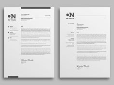 two resume templates, one in black and white with the letter o on it