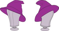 two purple hats sitting on top of each other in front of a white background,