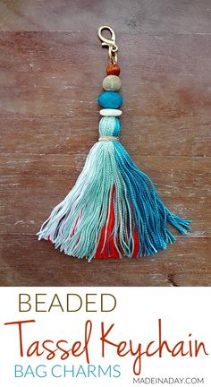 beaded tassel keychain with text overlay reading beaded tassel keychain