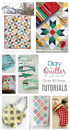 many different quilts are featured with the title overlay that says, diary quilter over 30 free patterns