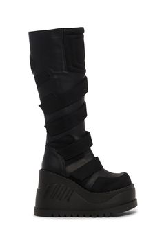 base|black Platform Wedge Boots, Rave Babe, Demonia Shoes, Dark Style, Black Platform Boots, Stiletto Boots, Black Doll, Platform Heel, Platform Wedge