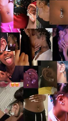 a collage of photos with different types of piercings