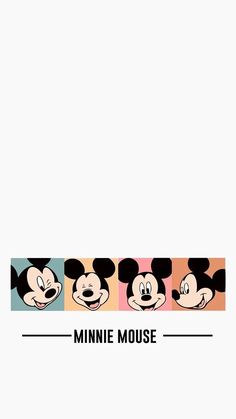 three different mickey mouses with the words minnie mouse on each one's face