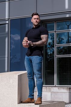 Navy Tapered Fit Polo Shirt for muscular guys. Shop our muscle fit t-shirts - exclusively at Tapered Menswear #NavyTaperedFitPoloShirt #NavyTaperedFitPoloShirtForMen #NavyTaperedFitPoloShirtMen #NavyTaperedPoloShirt #NavyBodybuilderTShirt #NavyTightFitPoloShirt #NavyFullyFittedPoloShirt Polo Shirts For Men Outfits, Outfits For Muscular Guys, Outfit Polo Hombre, Polo T Shirts For Men Outfit, Black Polo Outfit Men, Polo Tshirt Men Outfit, Muscular Men Fashion, Polo Shirt Outfit, Polo Shirt Outfit Men