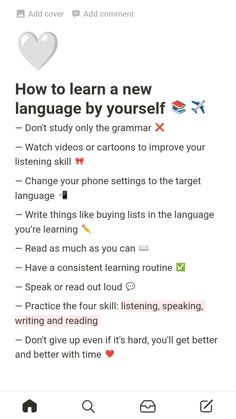 an image of a text message with the words how to learn a new language by yourself