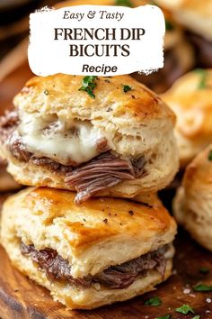 french dip biscuits stacked on top of each other