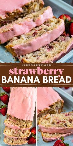 Start your morning with an easy Valentine’s Day breakfast by making The Best Strawberry Banana Bread! This quick bread recipe is a breeze with just one bowl and bursting with fresh strawberries. Topped with a sweet glaze, it’s wonderfully soft and moist – the perfect way to show love through baking! Strawberry Banana Bread Recipe, Baking Banana Bread, Baking Banana, Bread Desserts, Strawberry Banana Bread, Strawberry Bread, Strawberry Glaze, Banana Bread Recipe