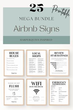 the 25 mega bundle of printable business cards and envelopes for airbnb signs