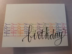 a birthday card with the words happy birthday written in multicolored letters on it