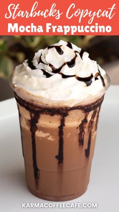 starbucks's copycat mocha frappuccino with whipped cream on top