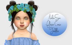 Nolan-Sims Flower Crown - Toddler Version ♥ Credit goes to @nolan-sims [Original Post] Custom Thumbnail [SimFileShare] Sims 4 Flower Crown, Crown Hairstyle, Cc Accessories, Cc Hair, Flowers Crown, Sims Clothes, Toddler Flower Girls