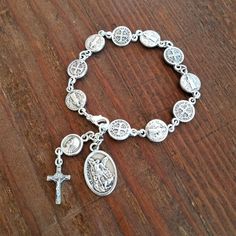 Virgin Mary Bracelet, Catholic Rosary Bracelet, Mens Rosary, St Michael Medal, St Benedict Cross, Catholic Bracelet, Jesus Clothes, Rosary Jewelry, Holly Marie