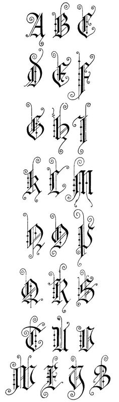 an old english alphabet with letters and numbers in the style of calligraphy, vintage line drawing or engraving