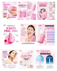 an advertisement for the skin care brand, which is being displayed in pink and white