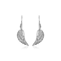 LOVCIA Premium Heavenly Sterling Silver Angel Wing Earrings Textured Angel Wings, Feather Angel Wings, Silver Angel Wings, Angel Wing Earrings, Doll Jewelry, Silver Feather, Wing Earrings, French Wire, Pricing Jewelry