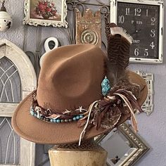 Tail feathers – Bourbon Cowgirl Clothing Steamer, Head Dresses, Hat Bar, Horseshoe Crafts, Couture Hats, Hand Burn, Clothes Steamer, Boho Hat, Unique Hats