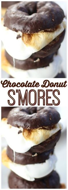 chocolate donut s'mores stacked on top of each other