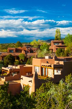 an aerial view of the adobe style homes in santa fermina, new mexico