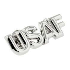 Our Officially Licensed U.S. Air Force Letters Pin is solid and bold, a high quality pin that is die cast from jeweler's metal, nickel plated and polished to a mirrored shine. A great way to show respect to our United States Air Force. This Officially Licensed U.S. Air Force Pin includes two standard clutch backs and is individually poly bagged. Pin it to your jacket or guitar strap. Air Force Cufflinks, Air Force Medals, Military Shop, Emoji Pin, Hiv Aids Awareness, Medical Pins, American Flag Pin, Custom Challenge Coins, Aids Awareness