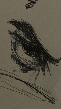 a drawing of a woman's face with her eyes closed and hair blowing in the wind