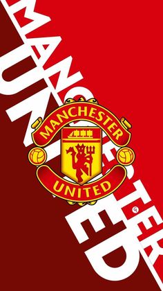 the manchester united logo on a red background